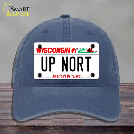 Up Nort Wisconsin Novelty License Plate Hat Unconstructed Cotton / Navy