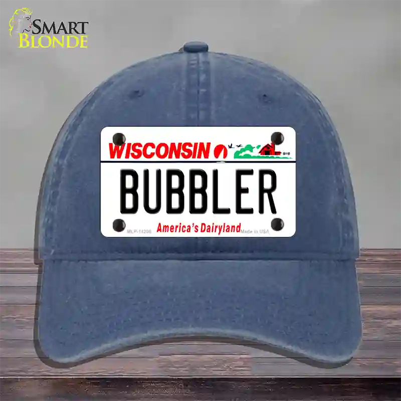 Bubbler Wisconsin Novelty License Plate Hat Unconstructed Cotton / Navy