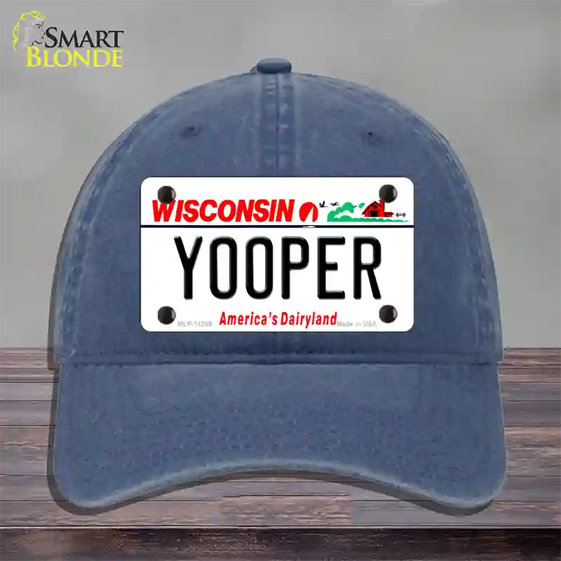 Yooper Wisconsin Novelty License Plate Hat Unconstructed Cotton / Navy