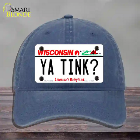 Ya Tink Wisconsin Novelty License Plate Hat Unconstructed Cotton / Navy