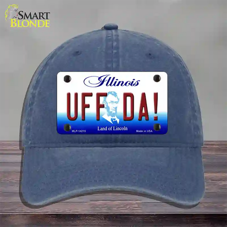 Uff Da Illinois Novelty License Plate Hat Unconstructed Cotton / Navy