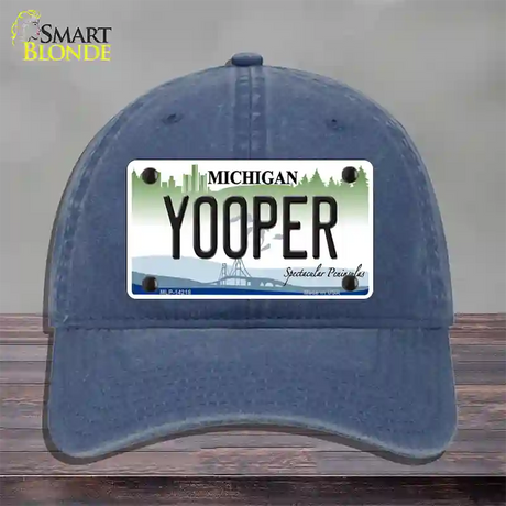 Yooper Michigan Novelty License Plate Hat Unconstructed Cotton / Navy