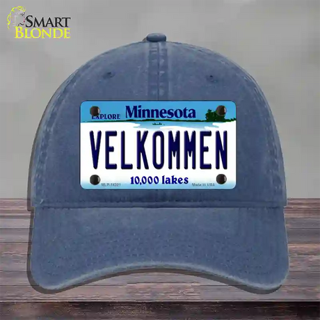 Velkommen Minnesota Novelty License Plate Hat Unconstructed Cotton / Navy