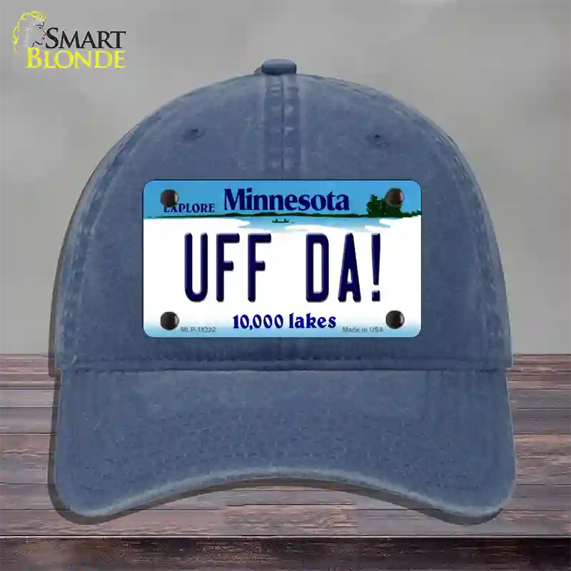 Uff Da Minnesota Novelty License Plate Hat Unconstructed Cotton / Navy