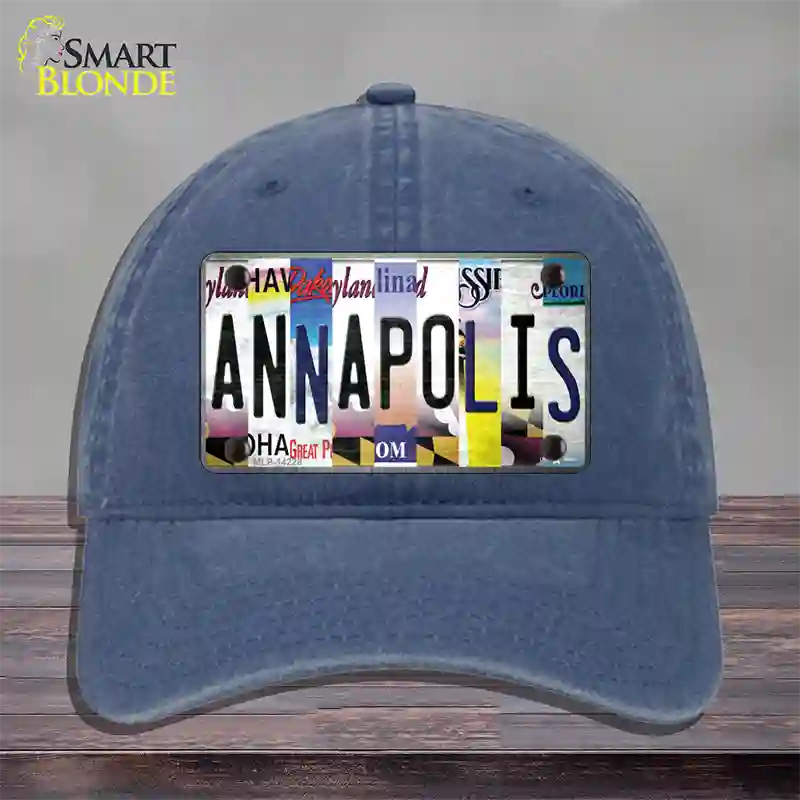 Annapolis Strip Art Novelty License Plate Hat Unconstructed Cotton / Navy