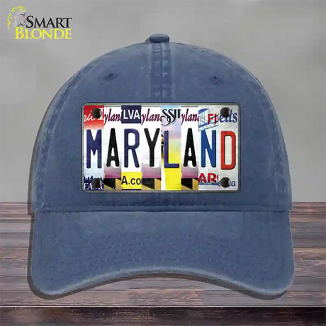 Maryland Strip Art Novelty License Plate Hat Unconstructed Cotton / Navy