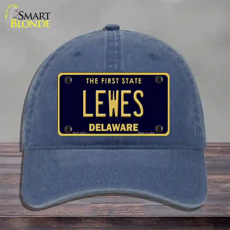 Lewes Delaware Novelty License Plate Hat Unconstructed Cotton / Navy