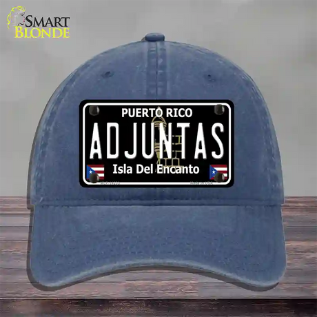 Adjuntas Puerto Rico Black Novelty License Plate Hat Unconstructed Cotton / Navy