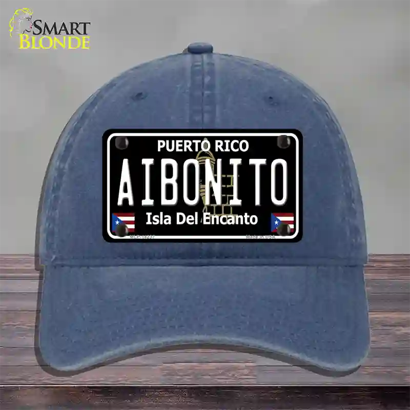 Aibonito Puerto Rico Black Novelty License Plate Hat Unconstructed Cotton / Navy