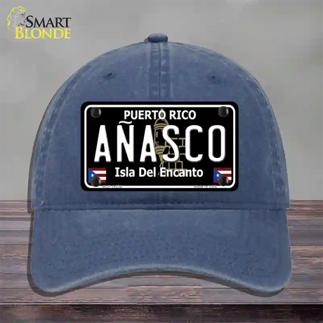 Anasco Puerto Rico Black Novelty License Plate Hat Unconstructed Cotton / Navy