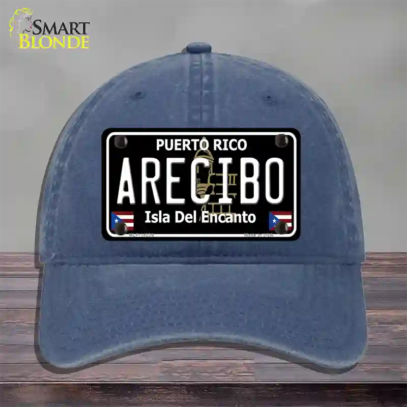 Arecibo Puerto Rico Black Novelty License Plate Hat Unconstructed Cotton / Navy