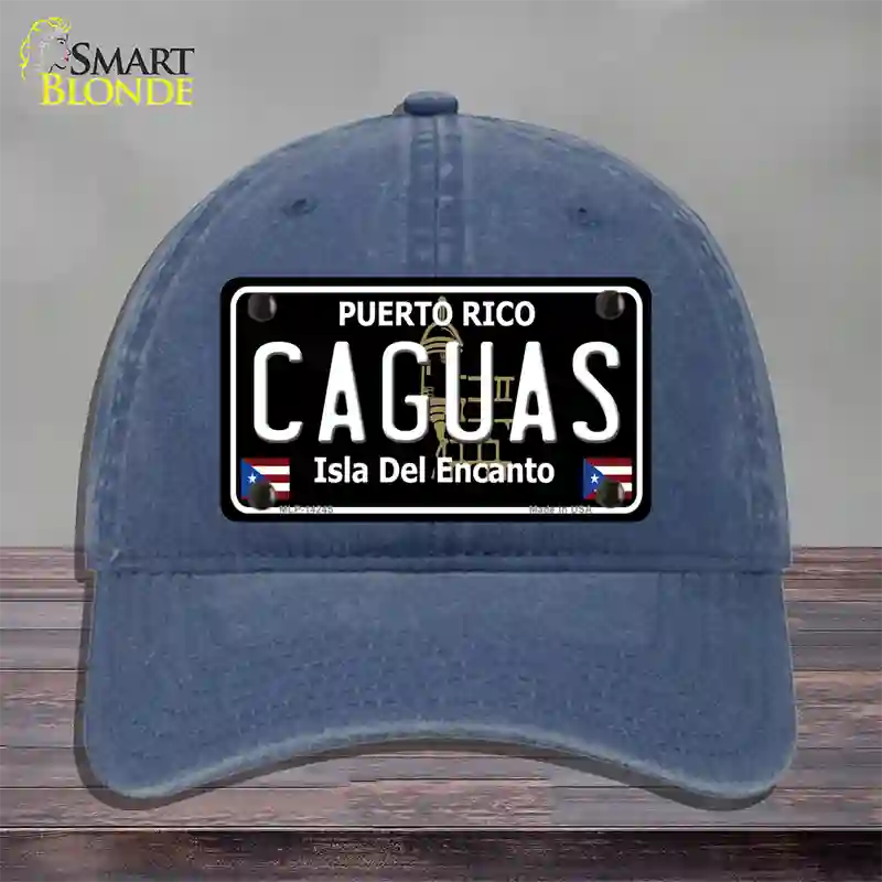 Caguas Puerto Rico Black Novelty License Plate Hat Unconstructed Cotton / Navy