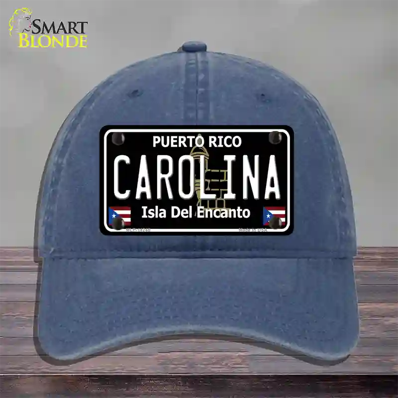 Carolina Puerto Rico Black Novelty License Plate Hat Unconstructed Cotton / Navy