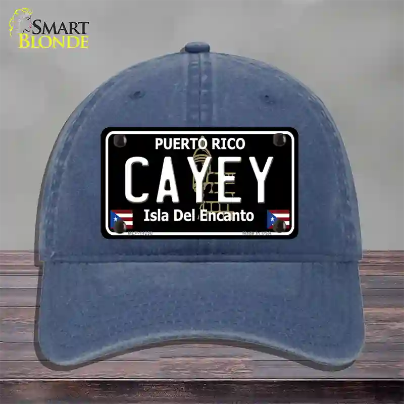 Cayey Puerto Rico Black Novelty License Plate Hat Unconstructed Cotton / Navy