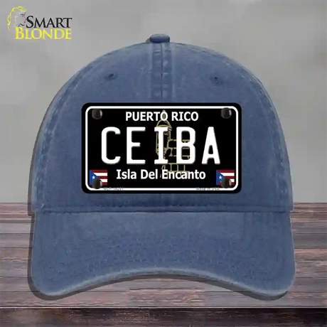 Ceiba Puerto Rico Black Novelty License Plate Hat Unconstructed Cotton / Navy