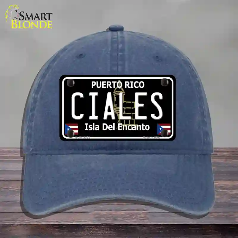 Ciales Puerto Rico Black Novelty License Plate Hat Unconstructed Cotton / Navy