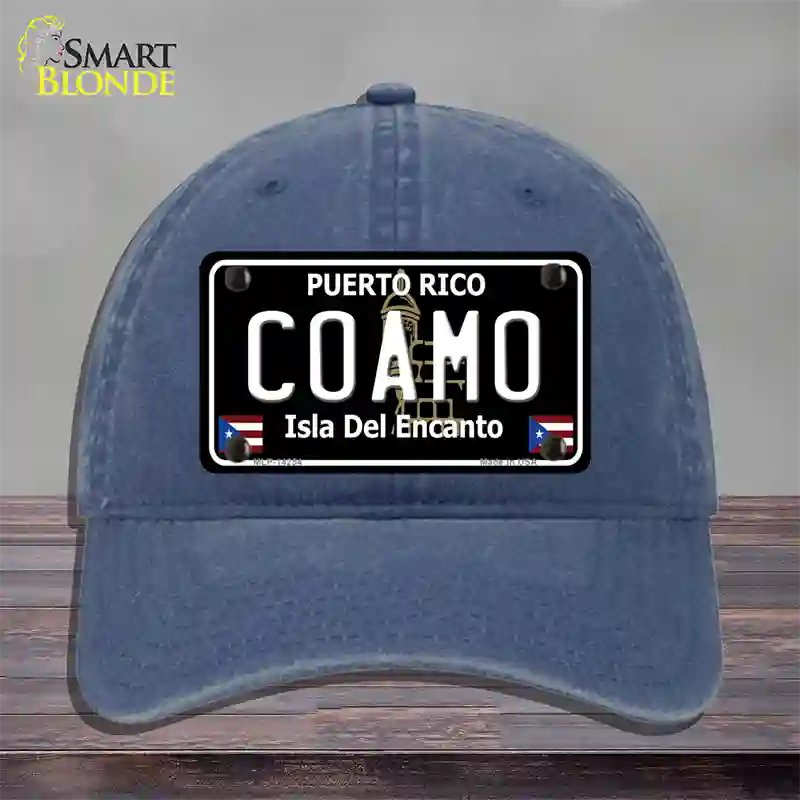 Coamo Puerto Rico Black Novelty License Plate Hat Unconstructed Cotton / Navy