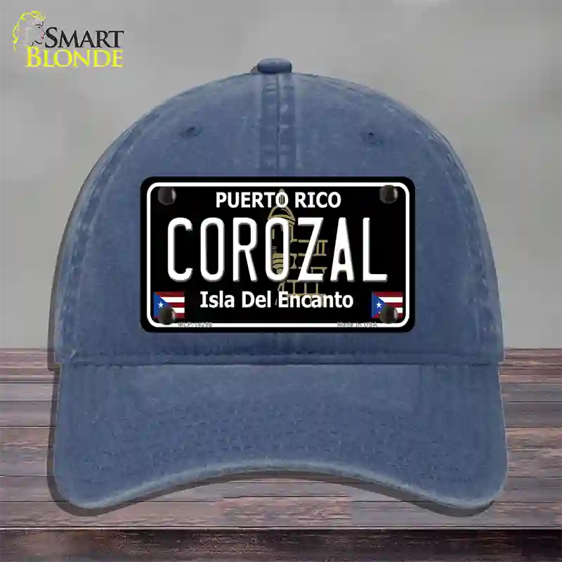 Corozal Puerto Rico Black Novelty License Plate Hat Unconstructed Cotton / Navy