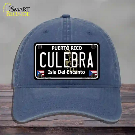 Culebra Puerto Rico Black Novelty License Plate Hat Unconstructed Cotton / Navy