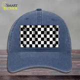 Waving Checkered Flag Novelty License Plate Hat Unconstructed Cotton / Navy