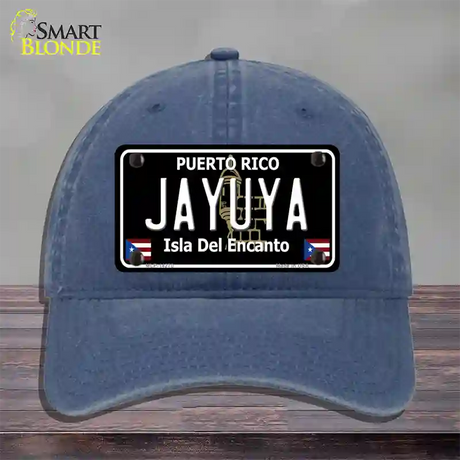 Jayuya Puerto Rico Black Novelty License Plate Hat Unconstructed Cotton / Navy