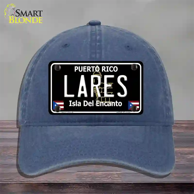 Lares Puerto Rico Black Novelty License Plate Hat Unconstructed Cotton / Navy