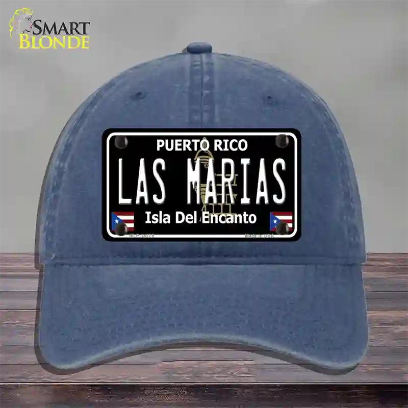 Las Marias Puerto Rico Black Novelty License Plate Hat Unconstructed Cotton / Navy