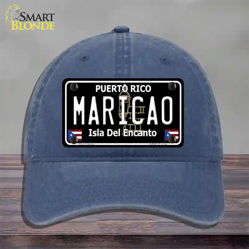 Maricao Puerto Rico Black Novelty License Plate Hat Unconstructed Cotton / Navy