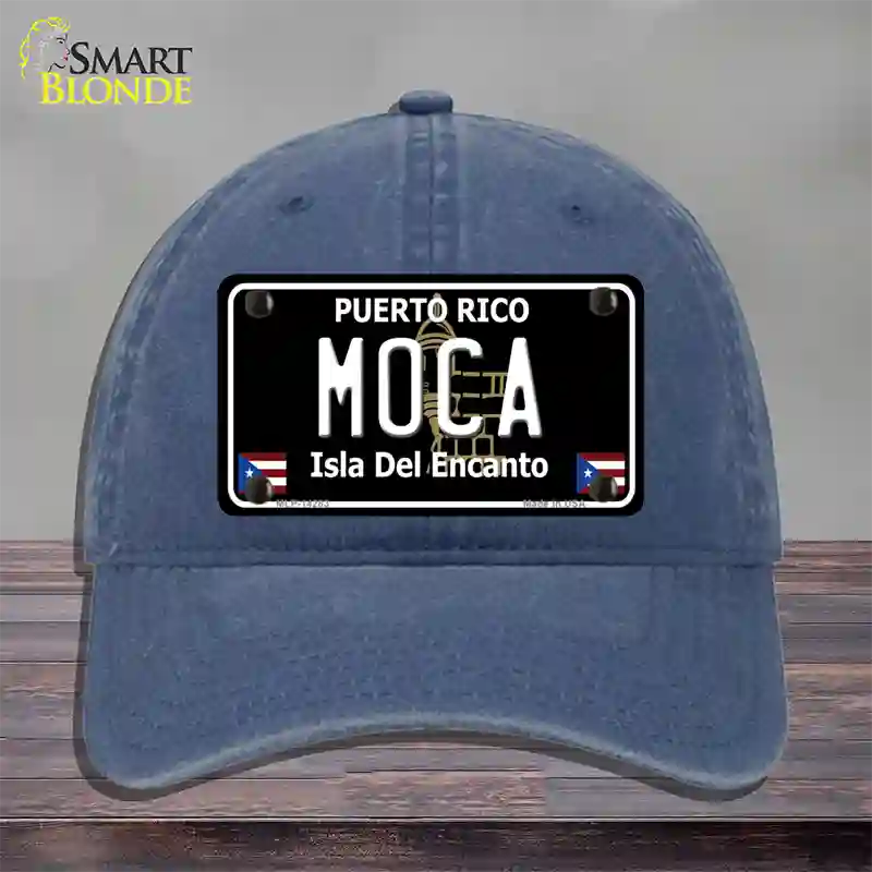 Moca Puerto Rico Black Novelty License Plate Hat Unconstructed Cotton / Navy