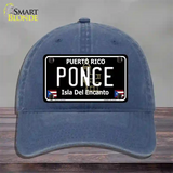 Ponce Puerto Rico Black Novelty License Plate Hat Unconstructed Cotton / Navy