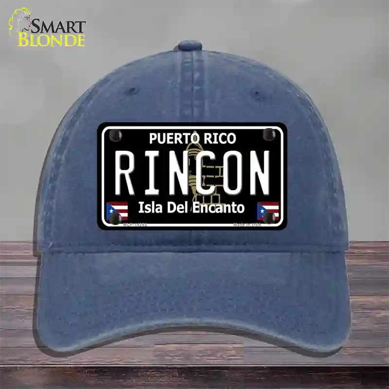 Rincon Puerto Rico Black Novelty License Plate Hat Unconstructed Cotton / Navy