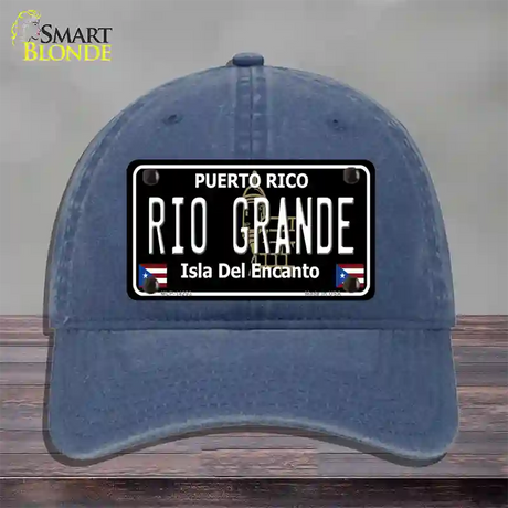 Rio Grande Puerto Rico Black Novelty License Plate Hat Unconstructed Cotton / Navy