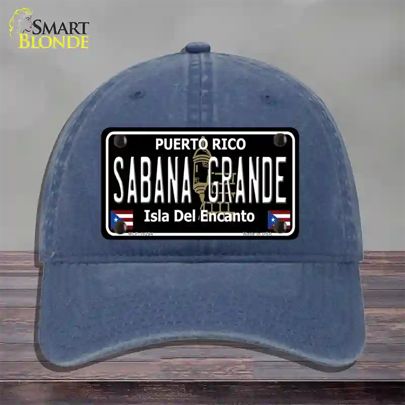 Sabana Grande Puerto Rico Black Novelty License Plate Hat Unconstructed Cotton / Navy