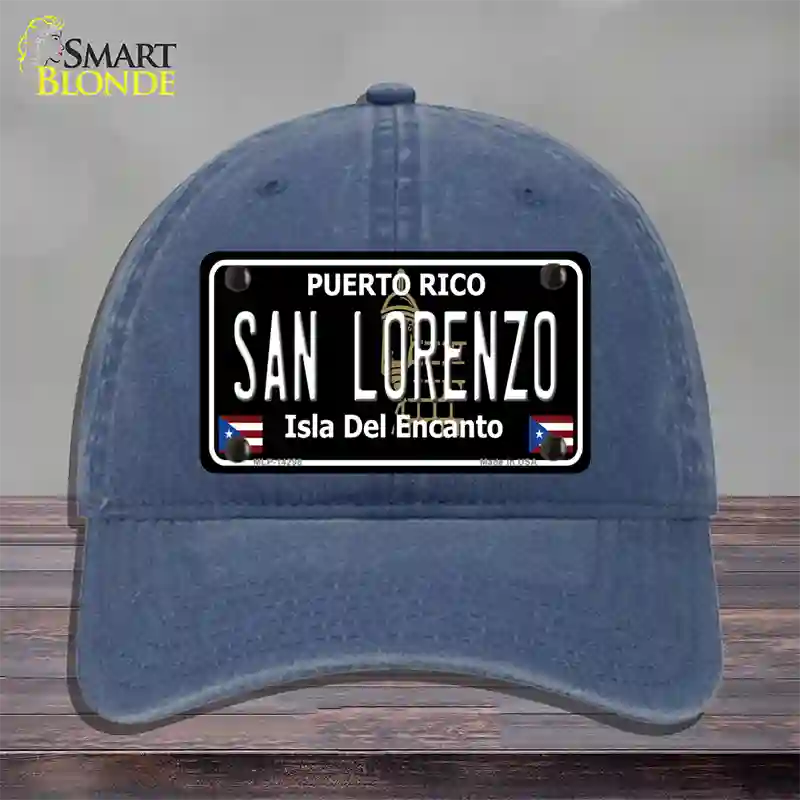 San Lorenzo Puerto Rico Black Novelty License Plate Hat Unconstructed Cotton / Navy