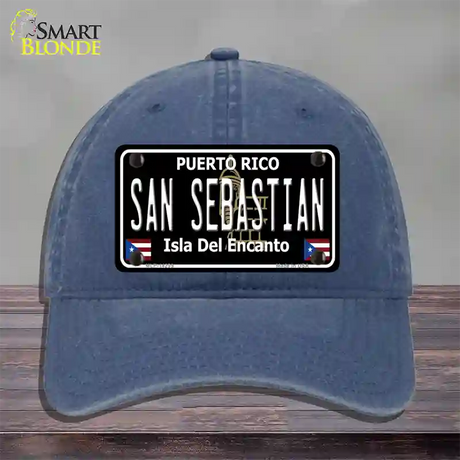 San Sebastian Puerto Rico Black Novelty License Plate Hat Unconstructed Cotton / Navy