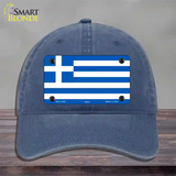 Greece Flag Novelty License Plate Hat Unconstructed Cotton / Navy