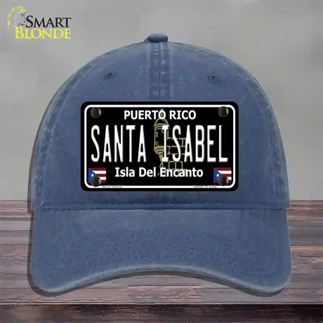 Santa Isabel Puerto Rico Black Novelty License Plate Hat Unconstructed Cotton / Navy