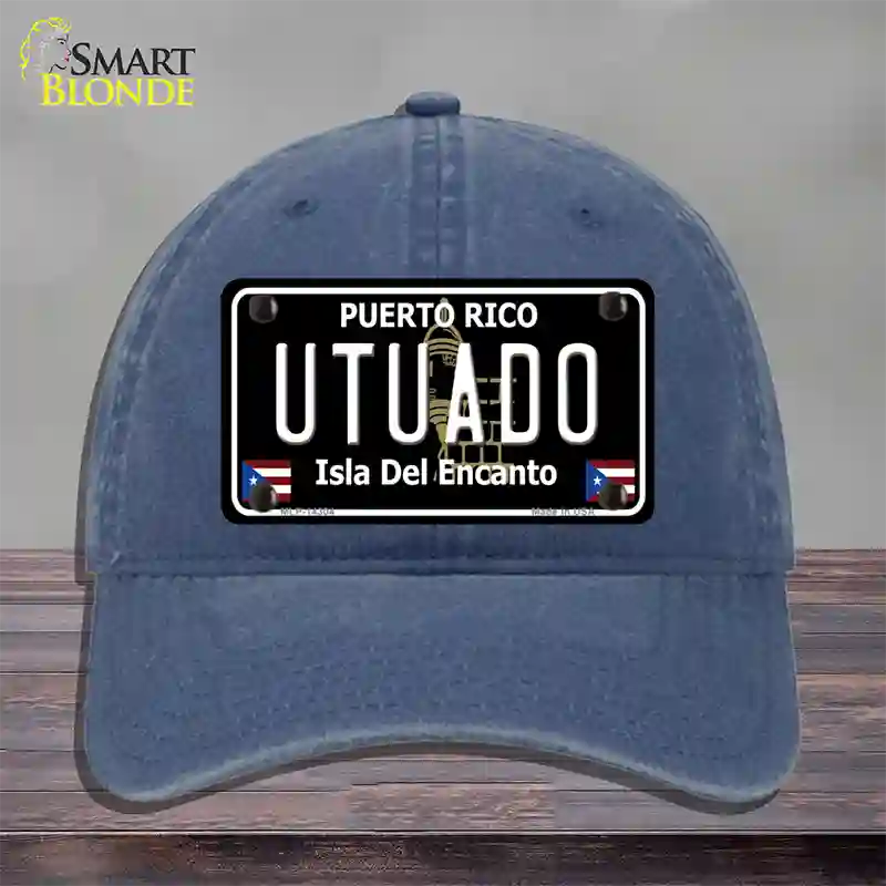 Utuado Puerto Rico Black Novelty License Plate Hat Unconstructed Cotton / Navy