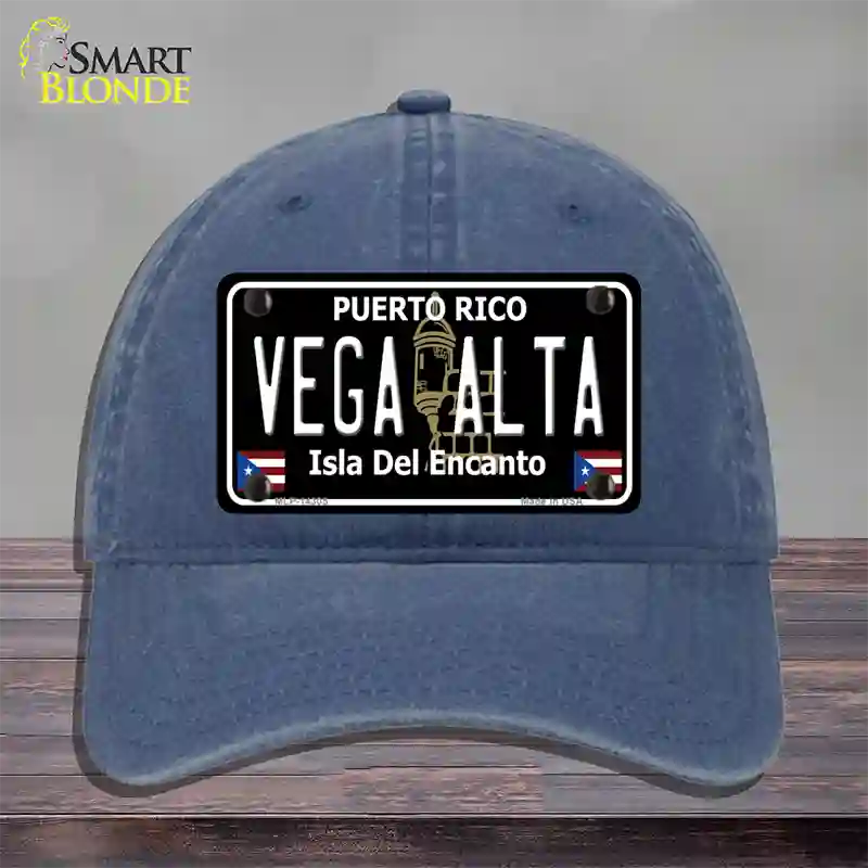 Vega Alta Puerto Rico Black Novelty License Plate Hat Unconstructed Cotton / Navy