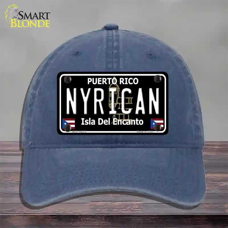 Nyrican Puerto Rico Black Novelty License Plate Hat Unconstructed Cotton / Navy