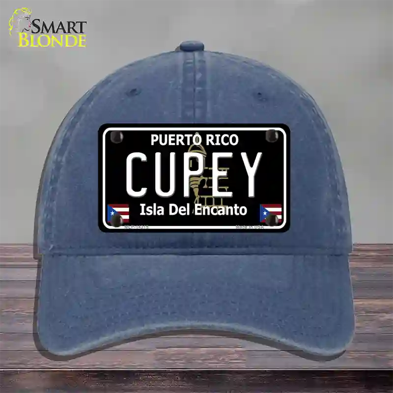 Cupey Puerto Rico Black Novelty License Plate Hat Unconstructed Cotton / Navy