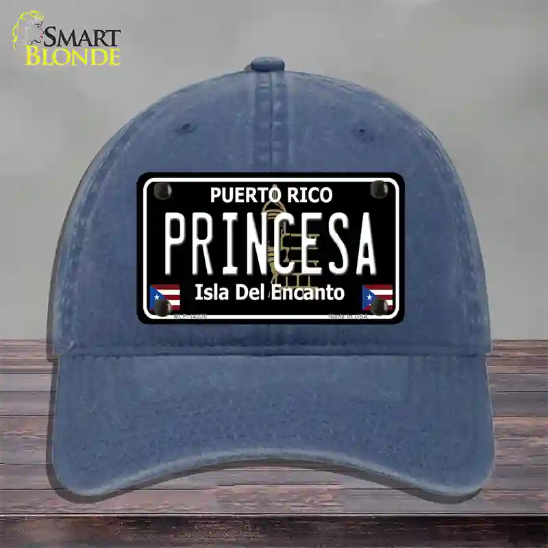 Princesa Puerto Rico Black Novelty License Plate Hat Unconstructed Cotton / Navy