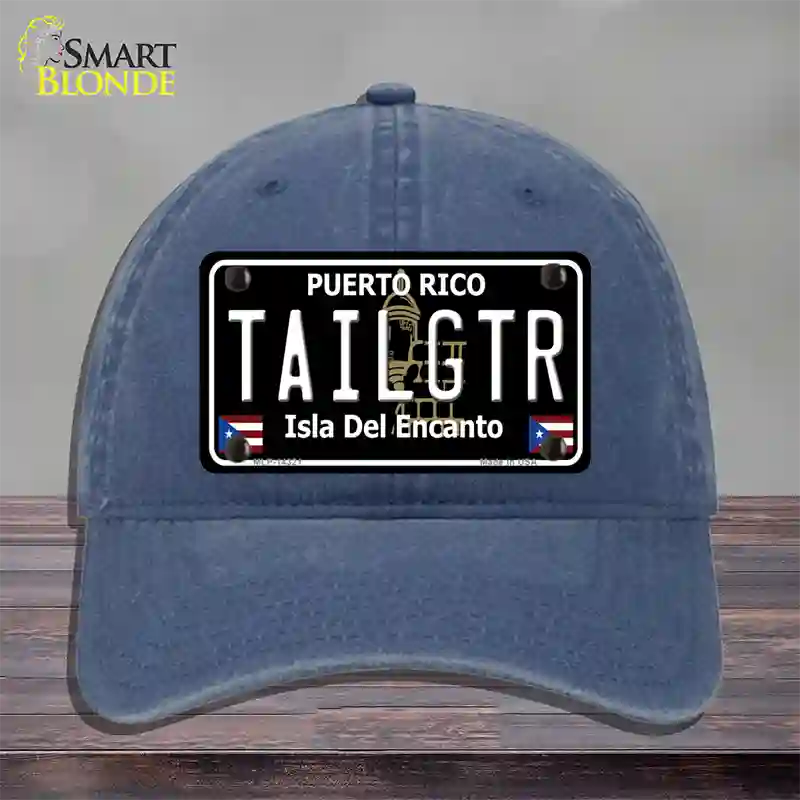 Tailgtr Puerto Rico Black Novelty License Plate Hat Unconstructed Cotton / Navy