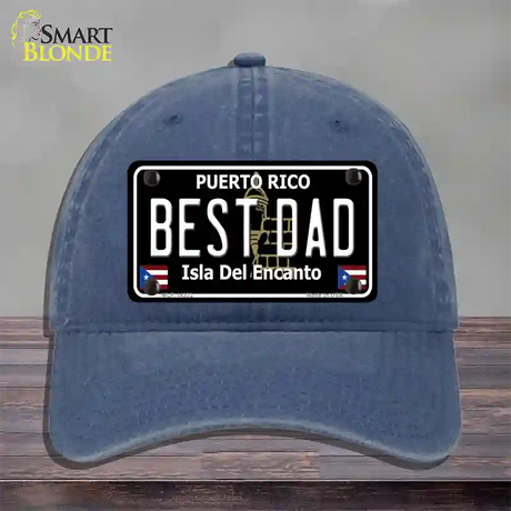 Best Dad Puerto Rico Black Novelty License Plate Hat Unconstructed Cotton / Navy