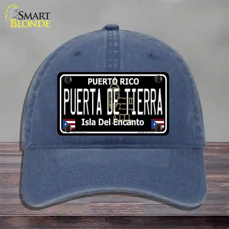 Puerta De Tierra Puerto Rico Black Novelty License Plate Hat Unconstructed Cotton / Navy