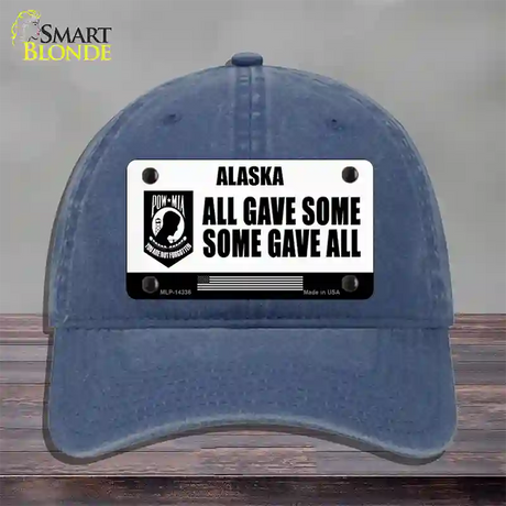 Alaska POW MIA Some Gave All Novelty License Plate Hat Unconstructed Cotton / Navy