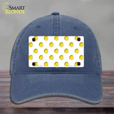 Yellow White Polka Dot Novelty License Plate Hat Unconstructed Cotton / Navy