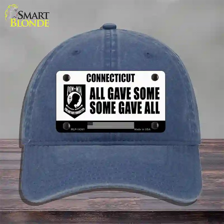 Connecticut POW MIA Some Gave All Novelty License Plate Hat Unconstructed Cotton / Navy