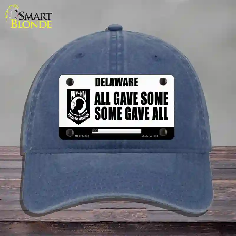 Delaware POW MIA Some Gave All Novelty License Plate Hat Unconstructed Cotton / Navy