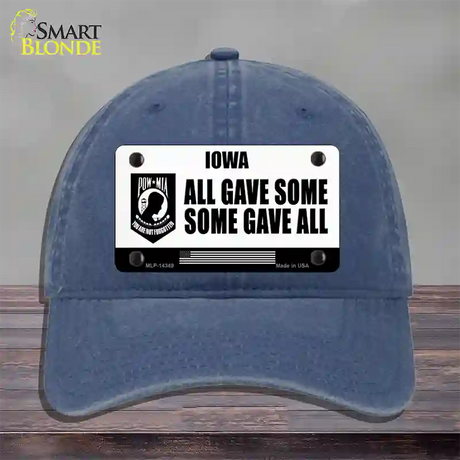 Iowa POW MIA Some Gave All Novelty License Plate Hat Unconstructed Cotton / Navy